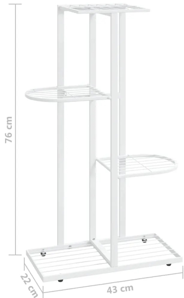 Suporte de vasos c/ 4 prateleiras 43x22x76 cm metal branco