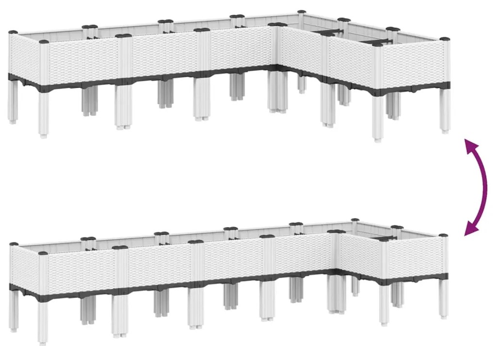 Vaso/floreira de jardim c/ pernas 160x120x42 cm PP branco