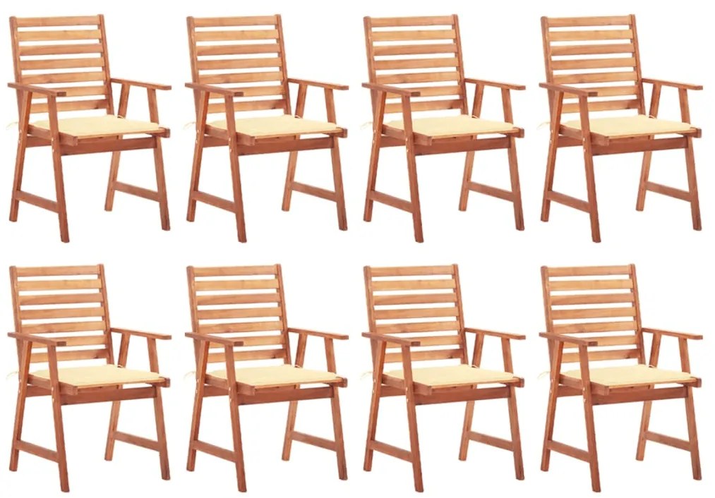vidaXL Cadeiras de jantar p/ jardim 8 pcs c/ almofadões acácia maciça