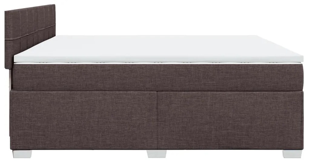 Cama com molas/colchão 200x200 cm tecido castanho-escuro