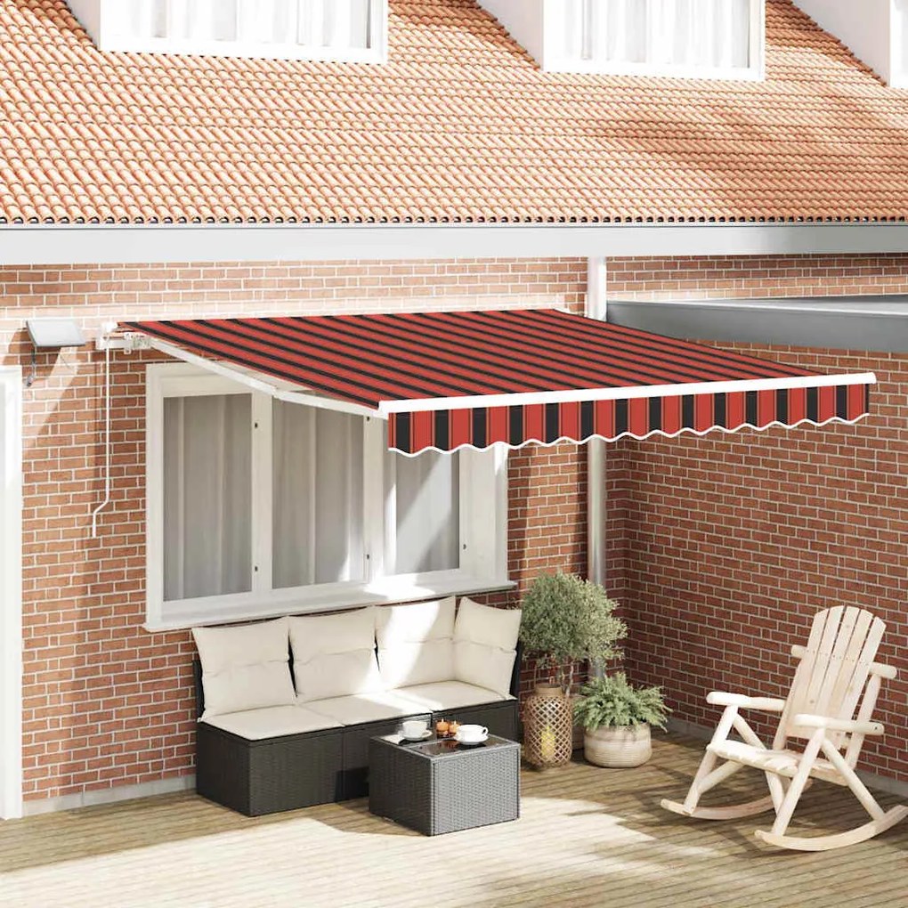 vidaXL Toldos Manuais Retráteis com LED Laranja e Marrom, 300x250 cm