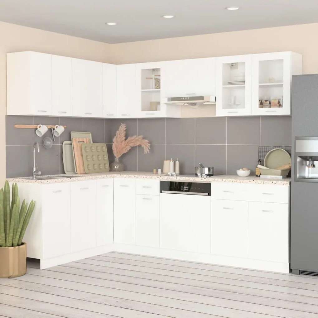 vidaXL 11 pcs conjunto armários de cozinha derivados de madeira branco