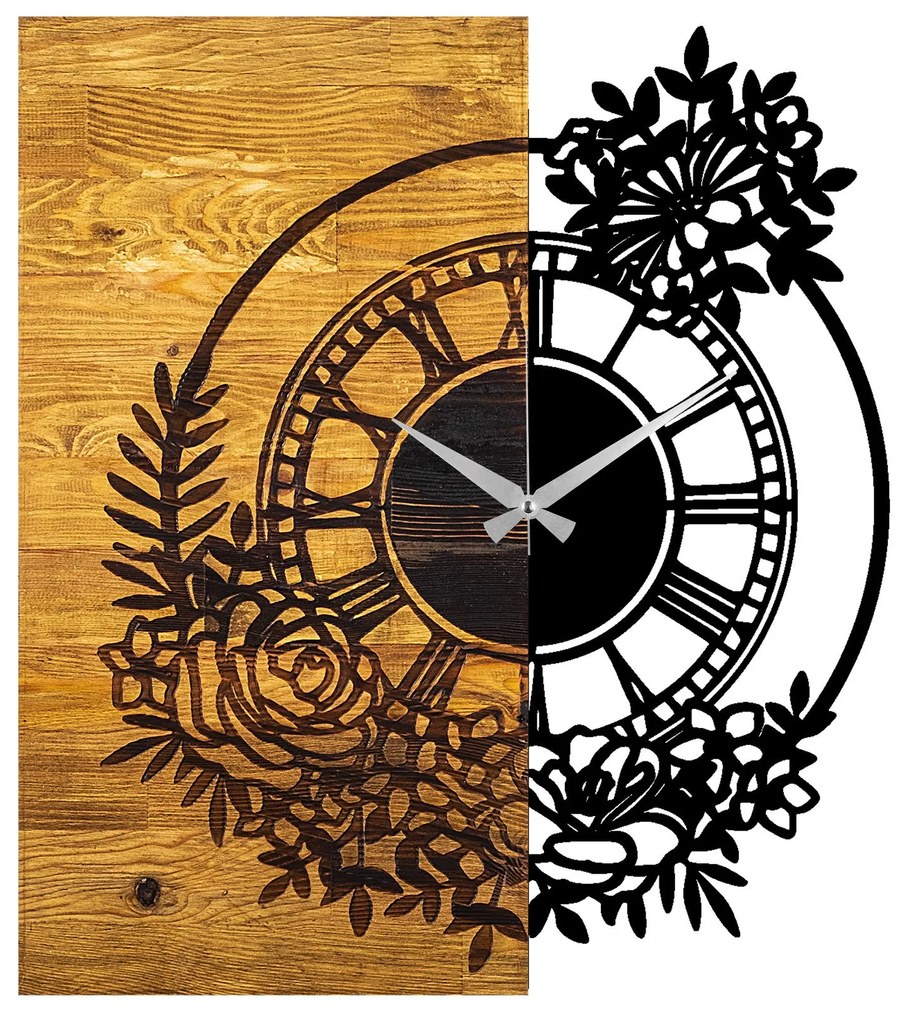 Relógio de Parede Decorativo Mas-014 – Nogueira e Preto – 58 x 3 x 51