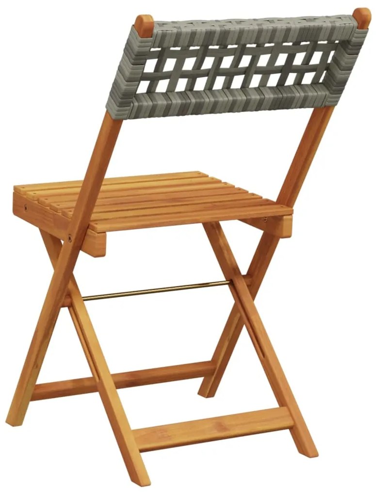Cadeiras de jardim dobráveis 6 pcs vime PE/madeira maciça cinza