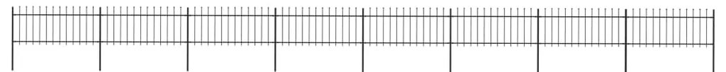 vidaXL Cerca de jardim com topo em forma de lança em aço 1426x80 cm, preta