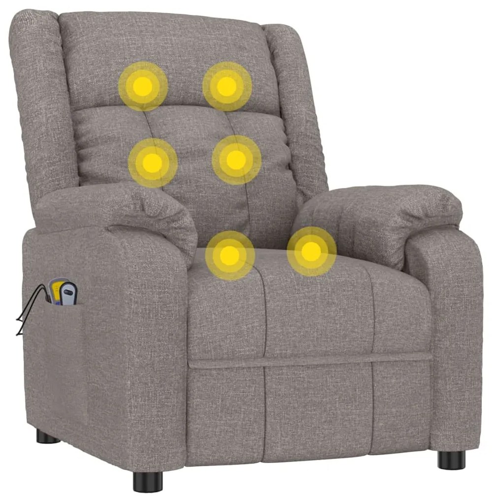 Poltrona de massagens elétrica reclinável tecido cinza-acast.