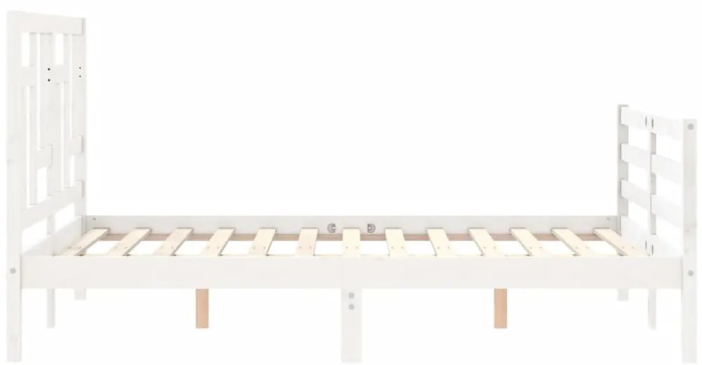 Estrutura de cama com cabeceira 120x200cm madeira maciça branco