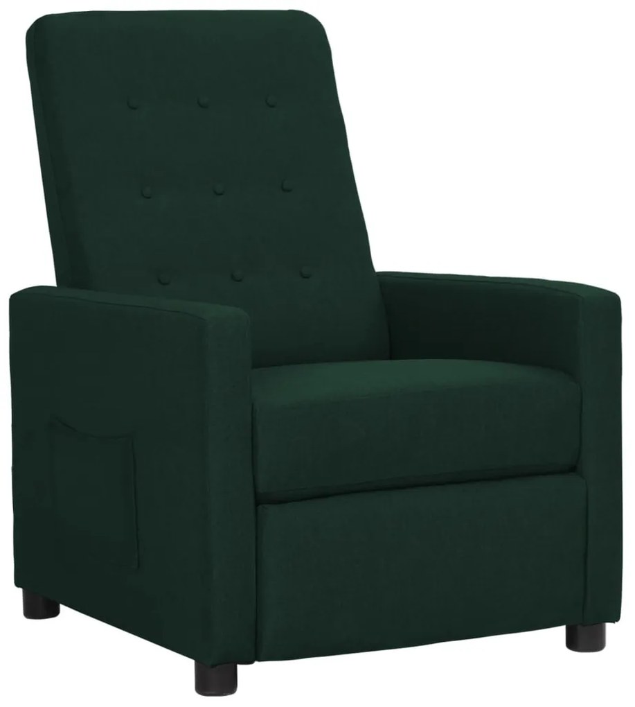 vidaXL Poltrona reclinável tecido verde-escuro
