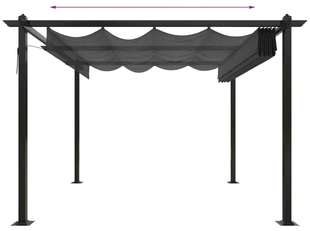 Gazebo de jardim com telhado retrátil 3x3 m antracite