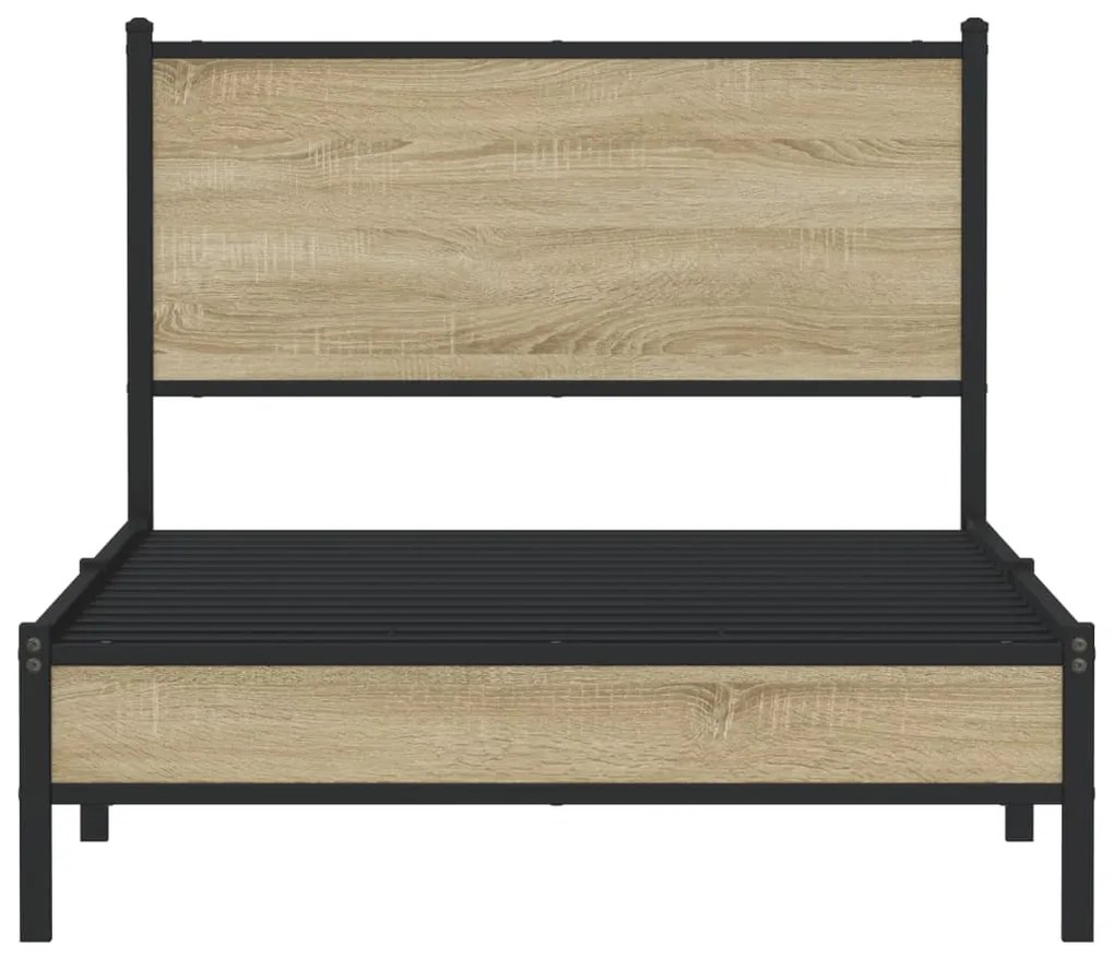 Estrutura de cama sem colchão 107x203 cm metal carvalho sonoma