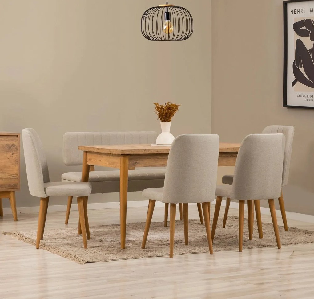 Conjunto de Mesa de Jantar Extensível e Cadeiras Vina – Pinho Atlântic