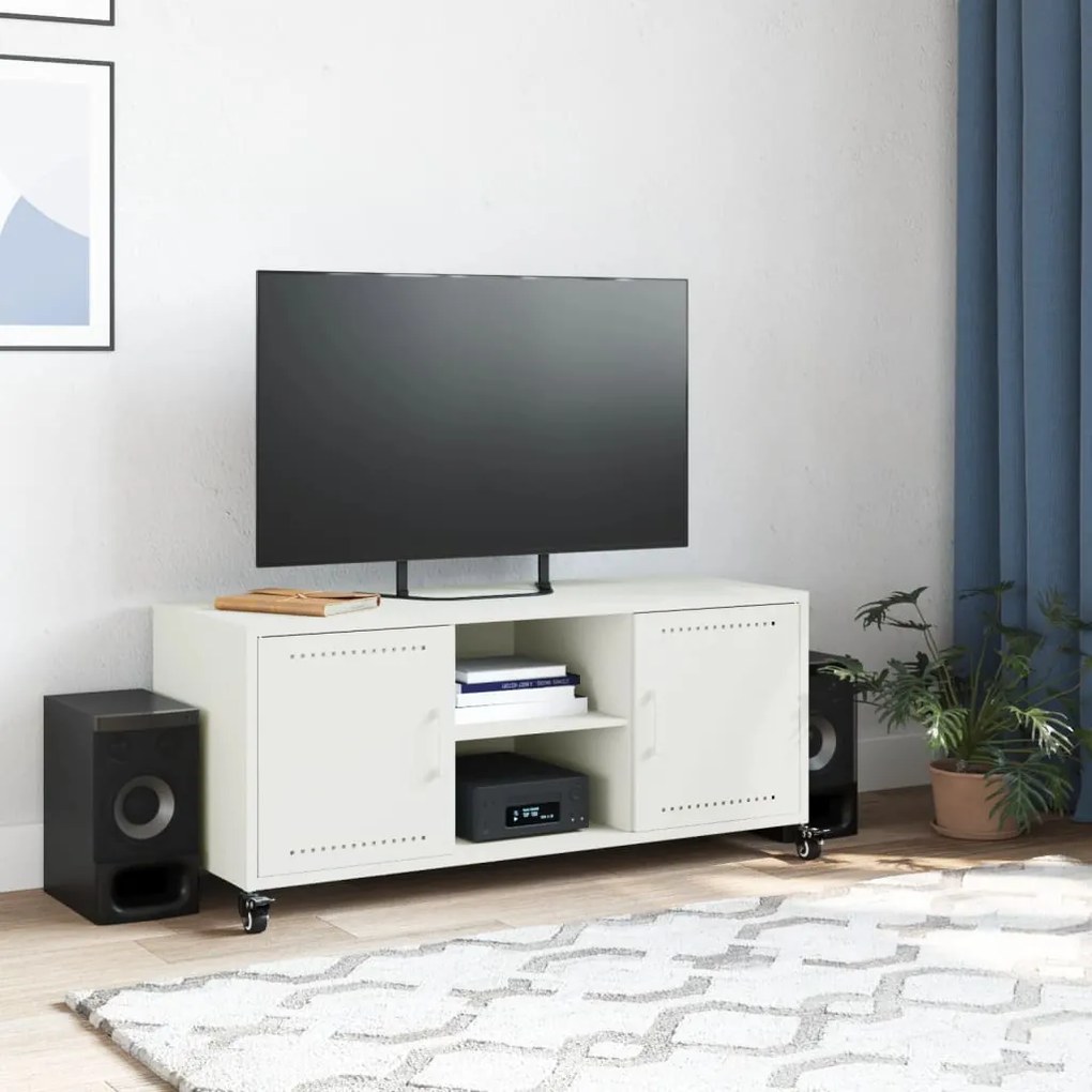 Móvel de TV 100,5x39x43,5 cm aço branco