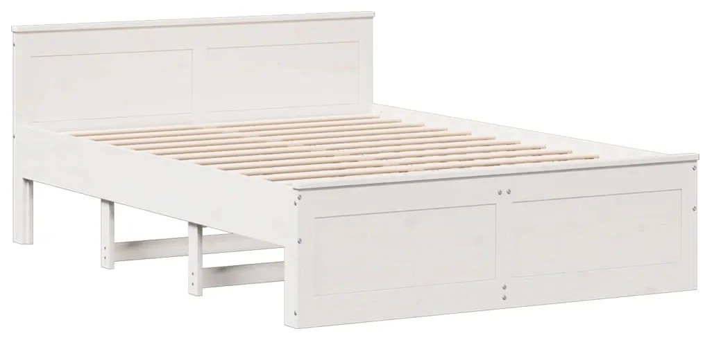 Cama com estante sem colchão 140x190 cm pinho maciço branco