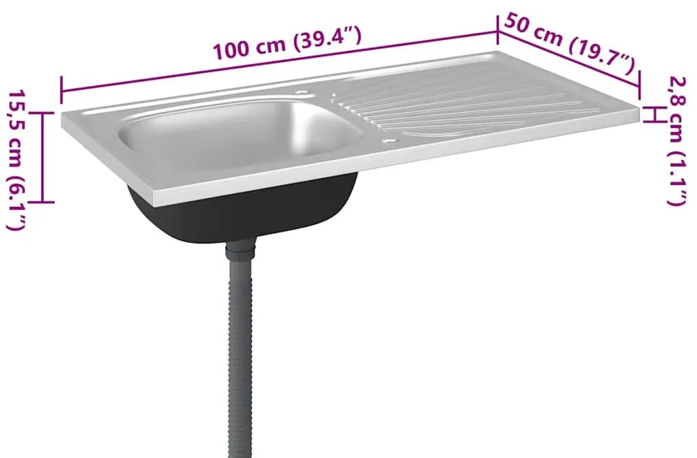 Lava-louça cozinha + escorredor aço inox prateado
