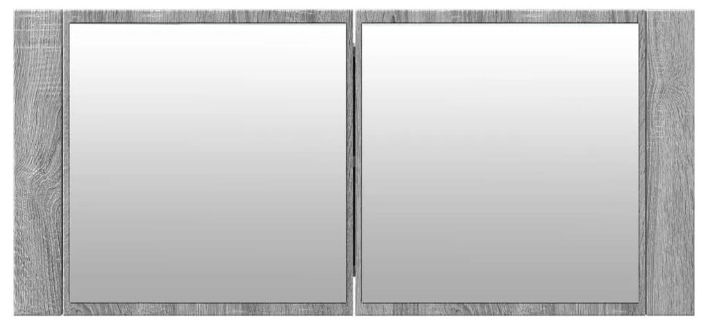 Armário espelhado casa de banho LED 100x12x45cm cinza sonoma