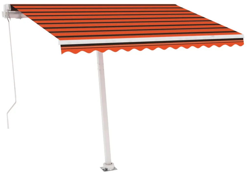 Toldo retrátil manual com LED 350x250 cm laranja e castanho