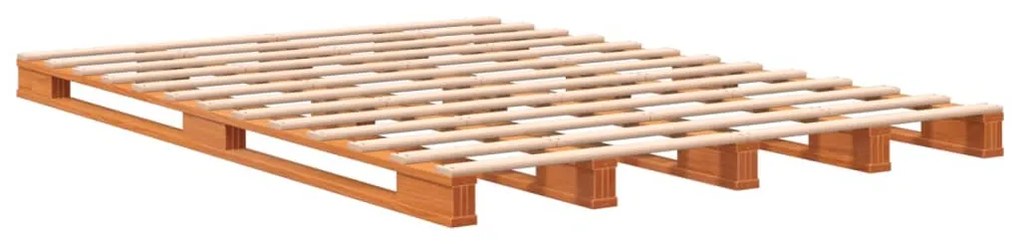 Cama de paletes 140x200 cm madeira pinho maciça castanho cera