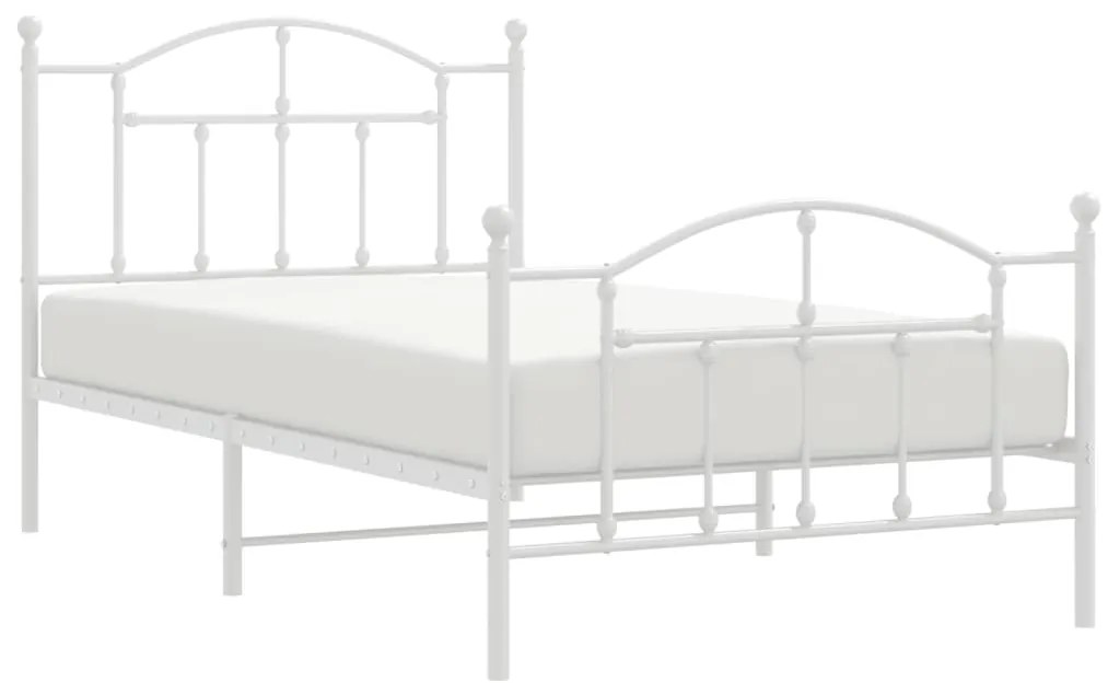 Estrutura de cama com cabeceira e pés 100x190 cm metal branco