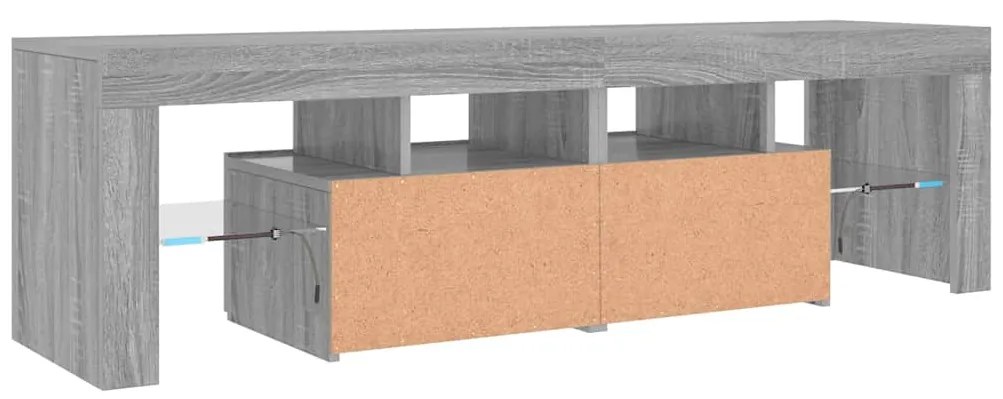 Móvel de TV com luzes LED 140x36,5x40 cm cinzento sonoma