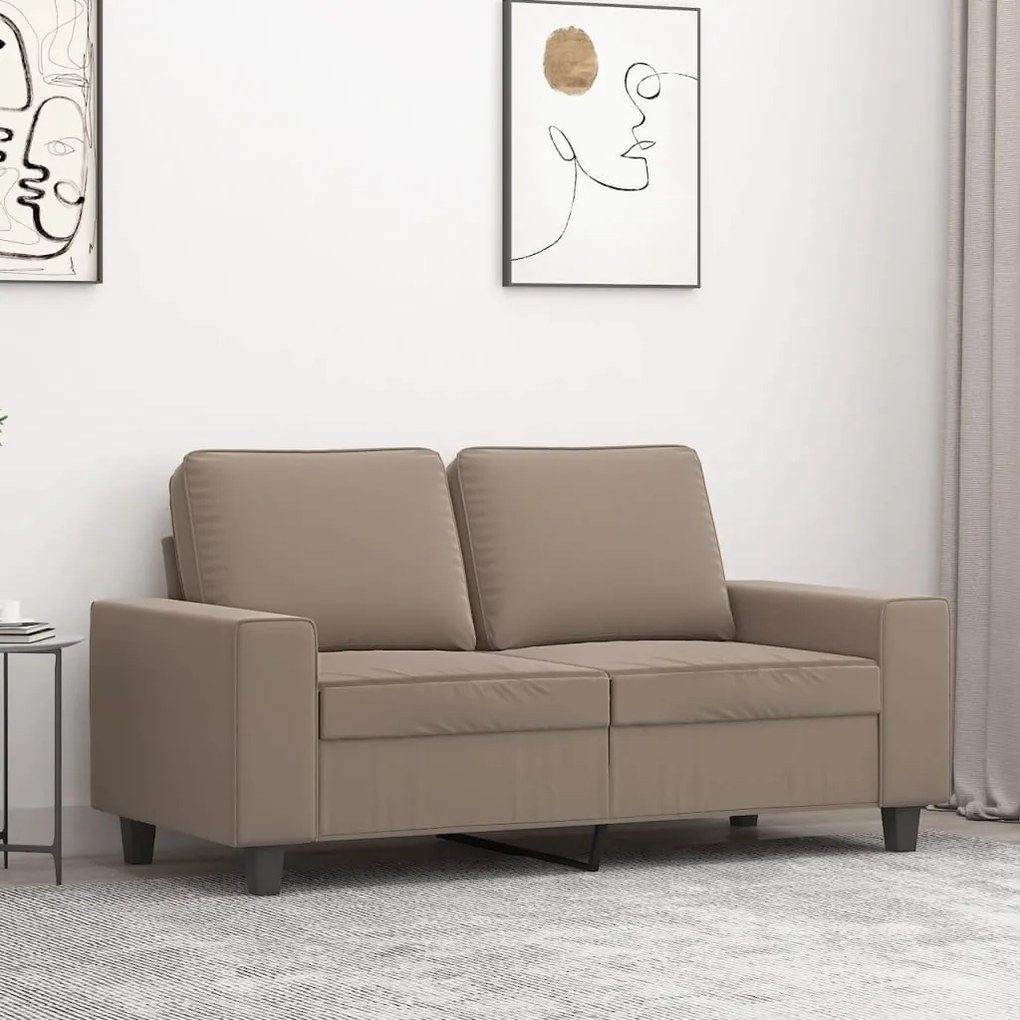 vidaXL Sofá de 2 lugares 120 cm tecido de microfibra cinza-acastanhado