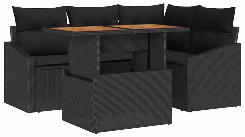 Conjunto de Jantar de Jardim com 5 Peças e Almofadas - Rattan de Polie