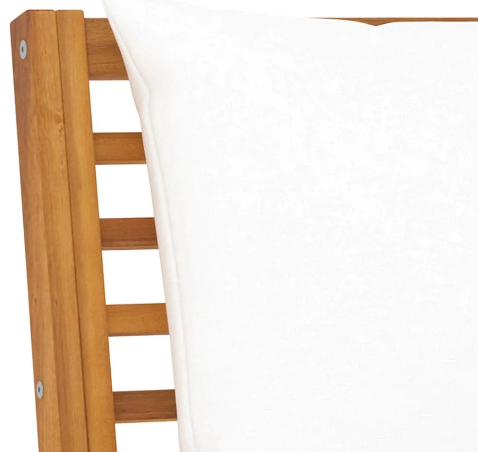 3 pcs conjunto lounge jardim c/ almofadões cor creme acácia