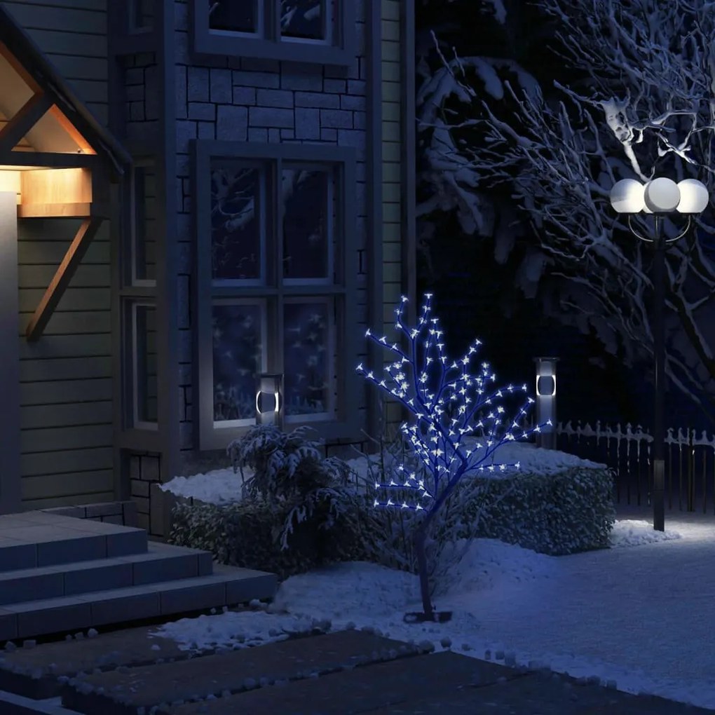 vidaXL Árvore de Natal 128 luzes LED flor cerejeira luz azul 120 cm