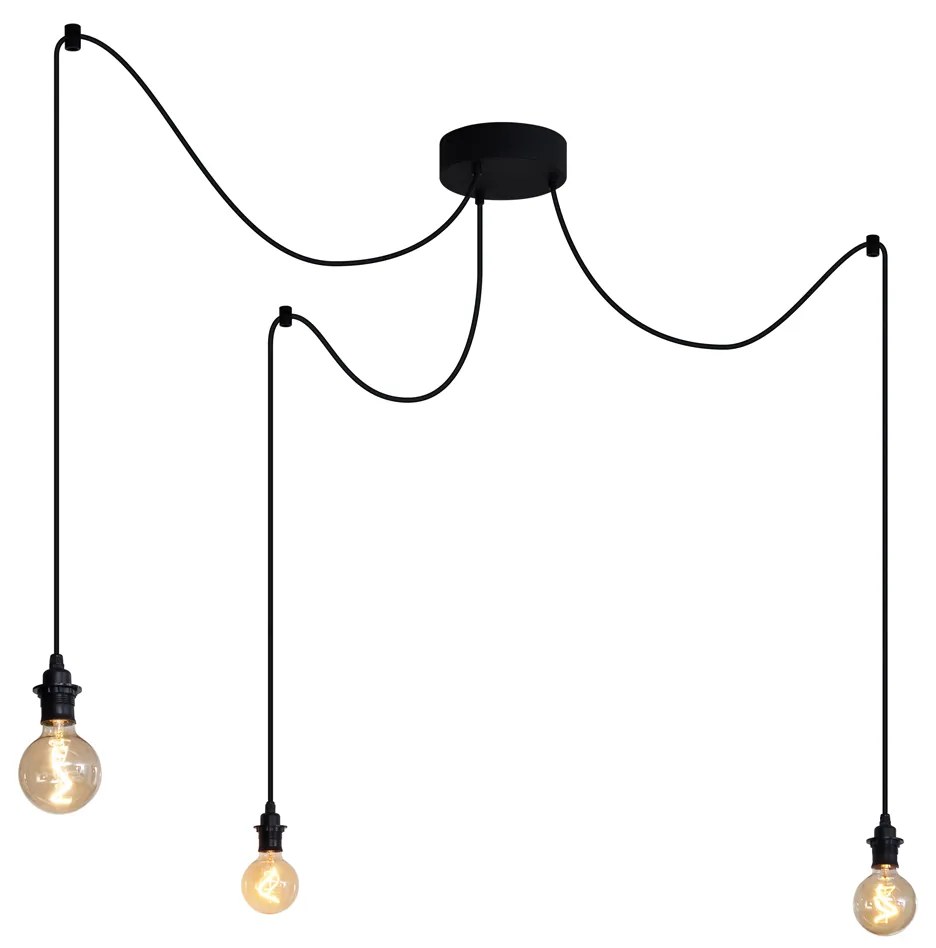 Candeeiro suspenso exterior preto 3 luzes IP44 - Cava