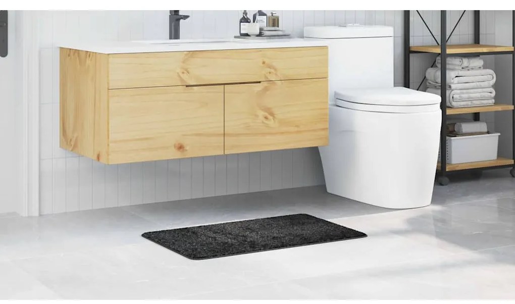 Tapete de Banho Rectangular Cinzento Escuro 50x80 cm Polipropileno Ant
