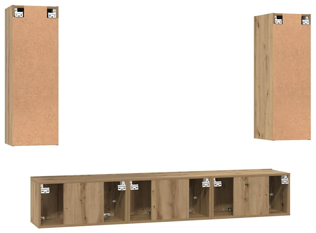 Conjunto de móvel de TV com prateleira 4 pcs carvalho artisiano
