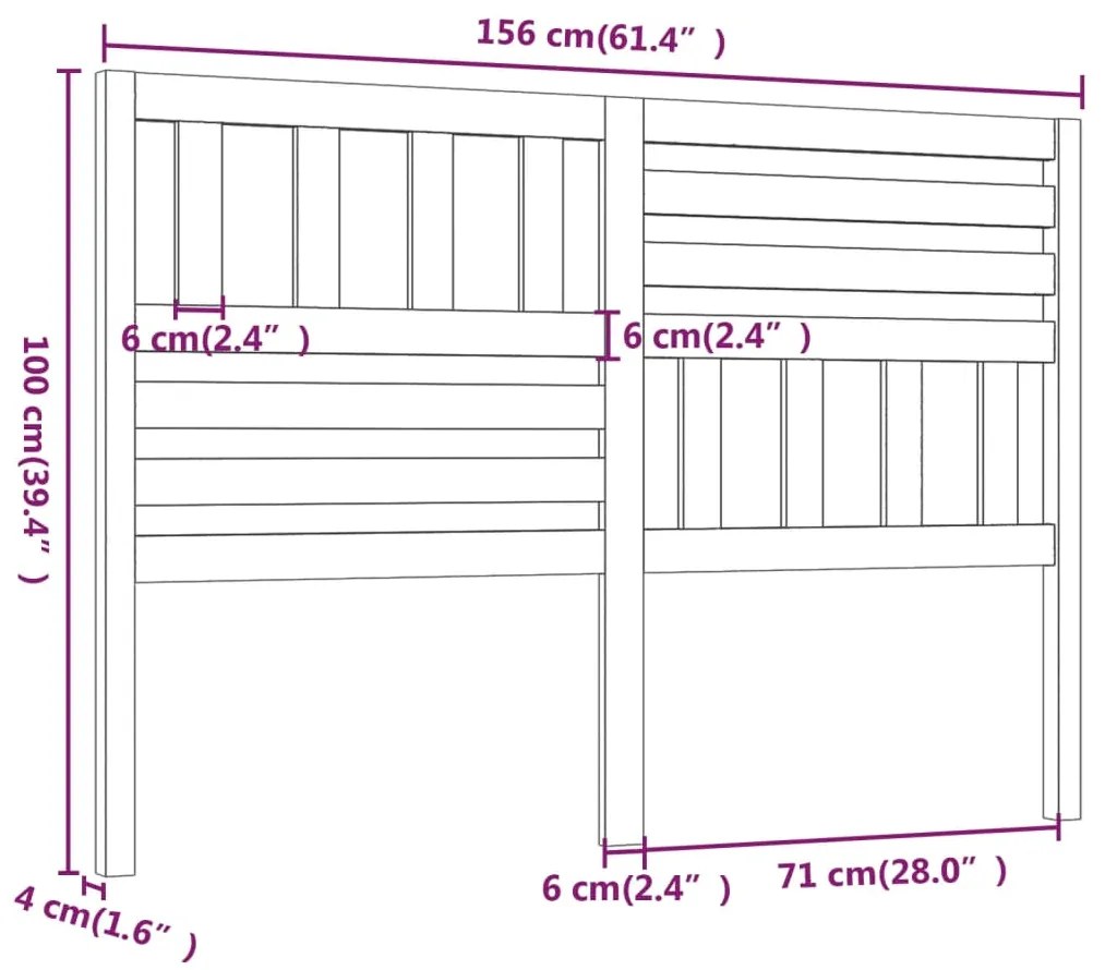 Cabeceira de cama 156x4x100 cm pinho maciço branco