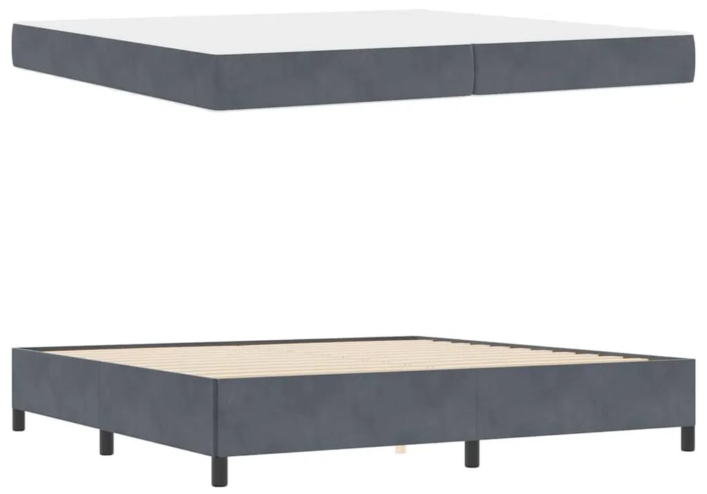 Estrutura da Cama Branco e Cinza Claro 200 x 200 cm Veludo