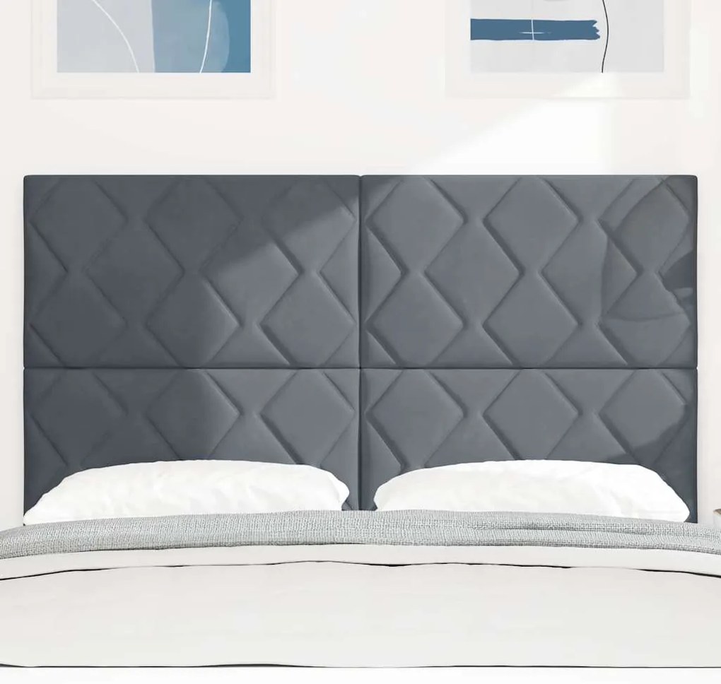 Cabeceira LED Design Blocos de Diamante Cinza Escuro 160 cm Veludo