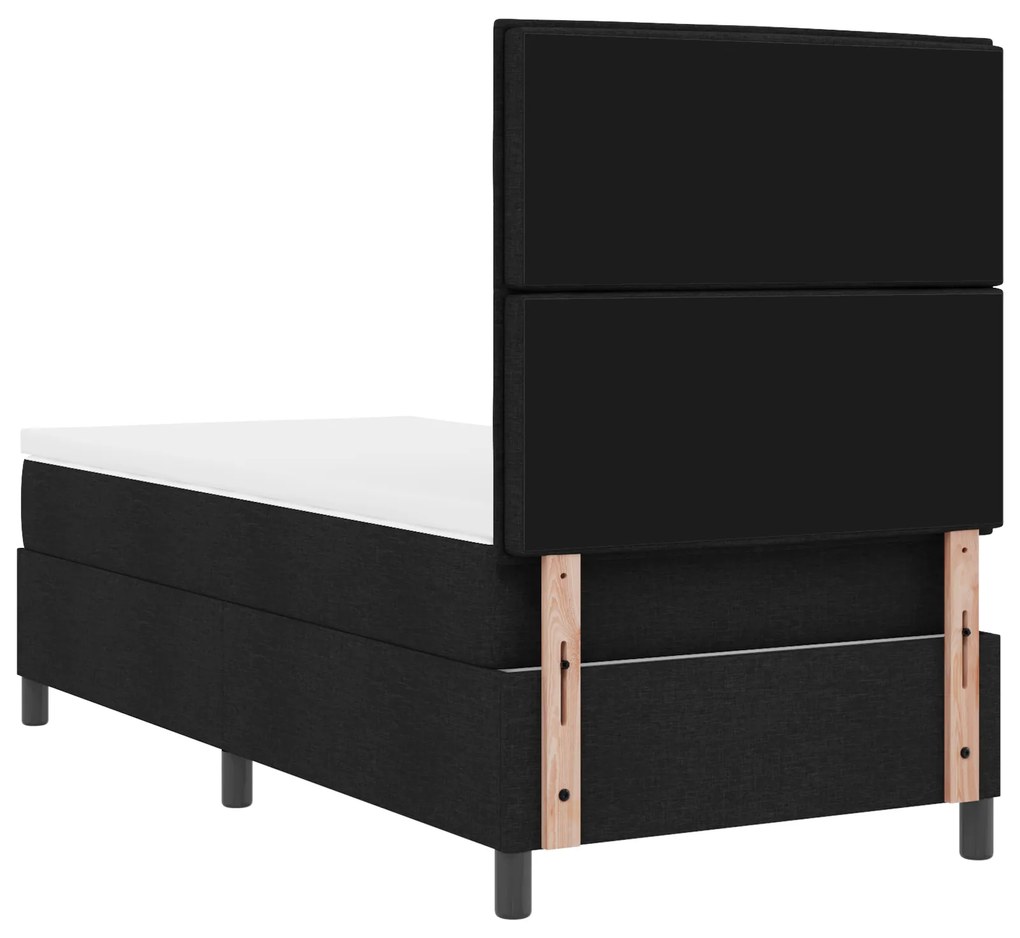 Cama Box Spring com Colchão Preta 80x200 cm Tecido