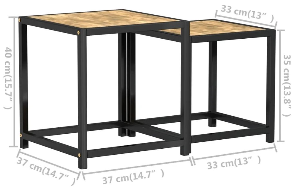 Mesas de centro 2 pcs MDF preto e amarelo
