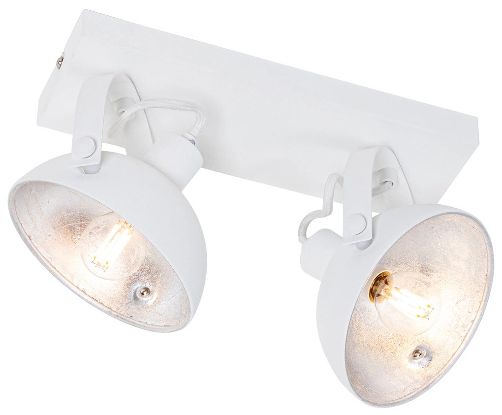 Luminária de teto industrial branca com prateado 2 luzes ajustáveis - Magnax Industrial