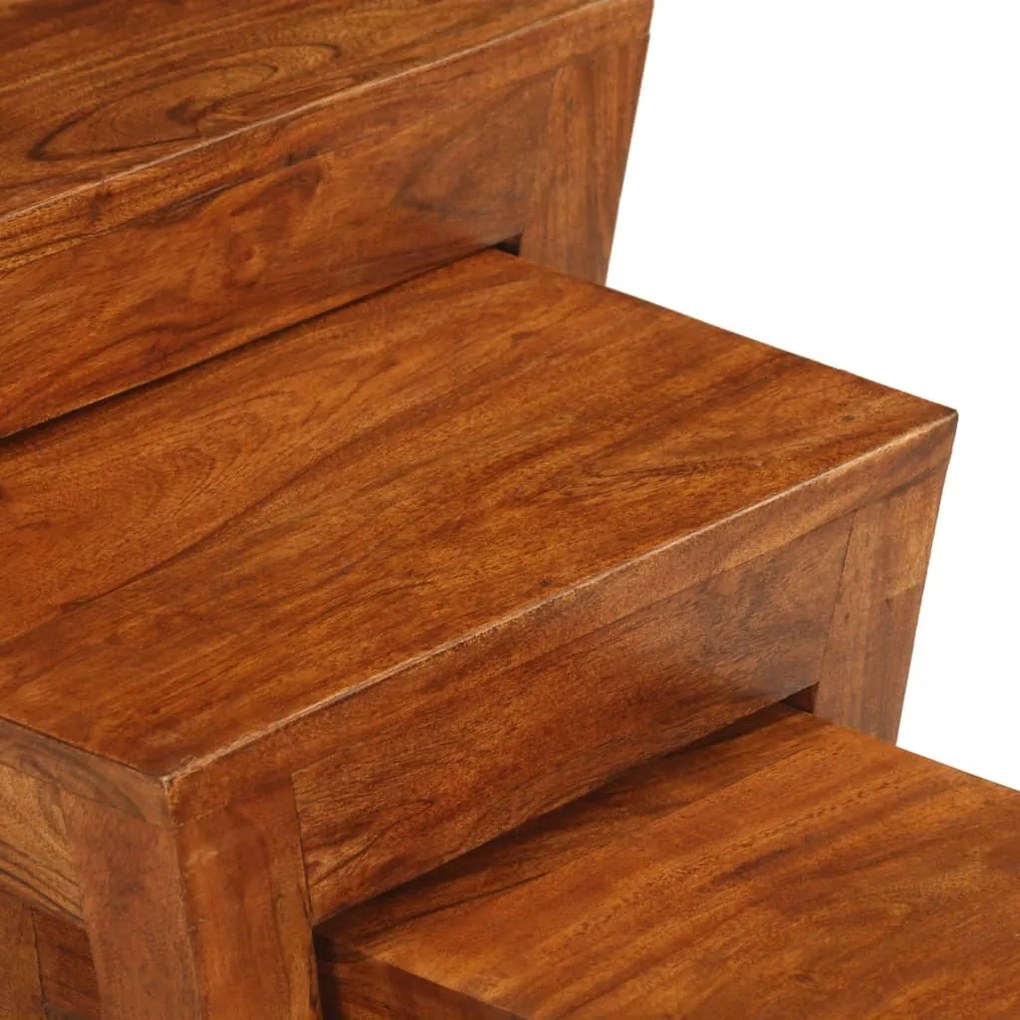 Mesas encastrar 3 pcs madeira acácia maciça 50x35x50cm castanho