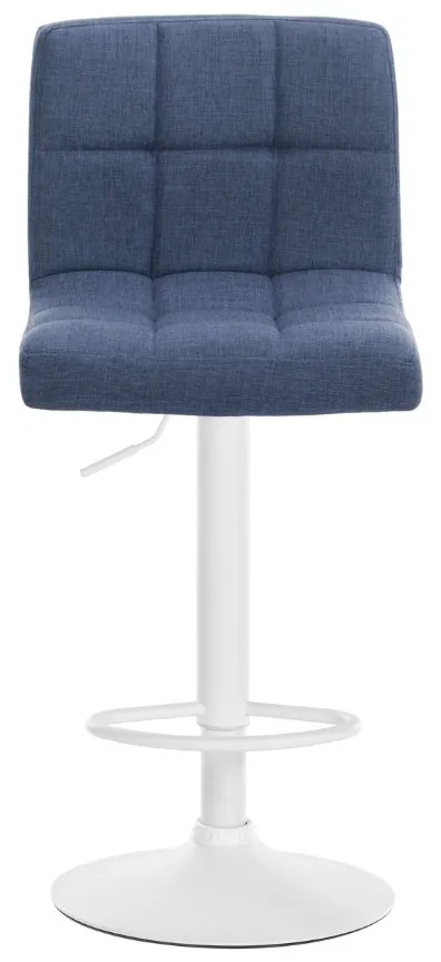 Conjunto de 2 bancos altos bar em tecido com estrutura branca 94-114 x 46 x 47 cm azul