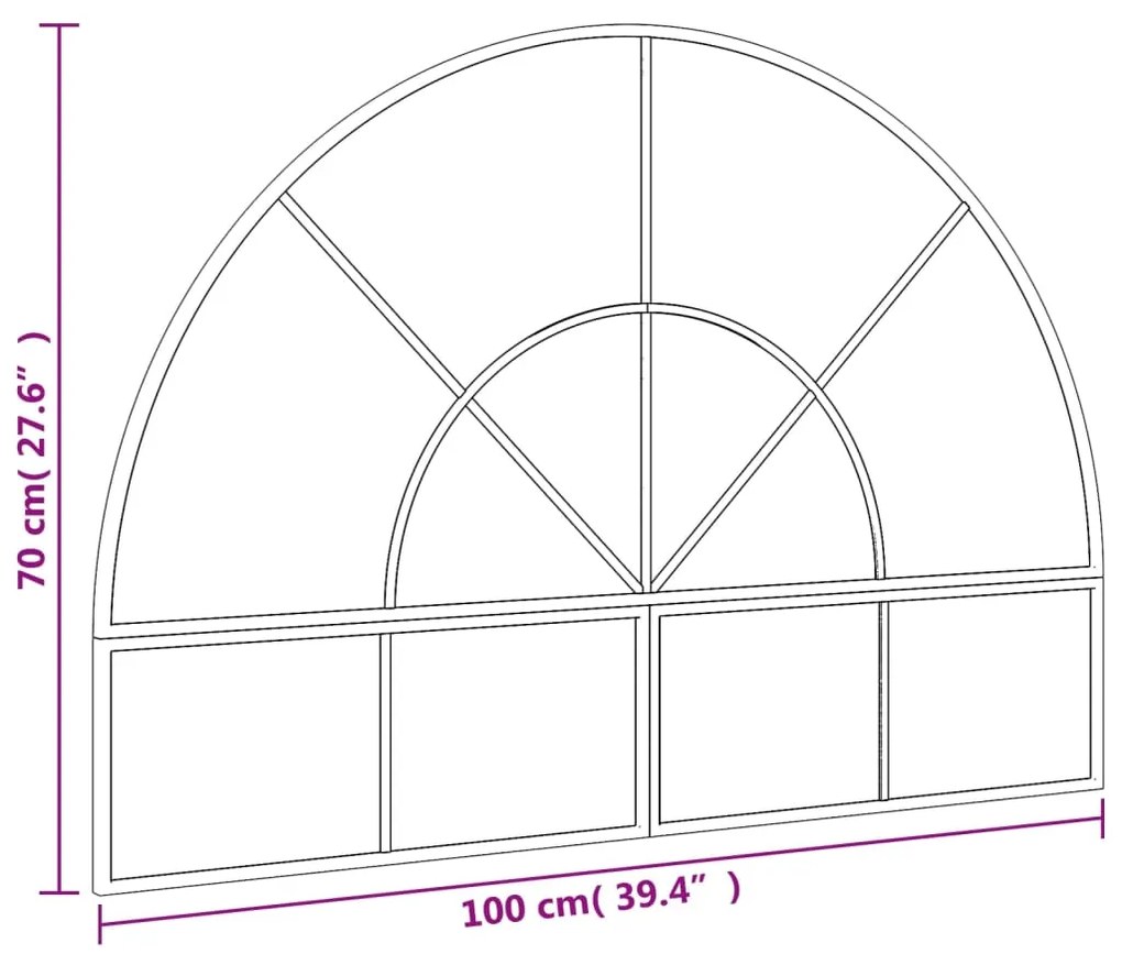 Espelho de parede arqueado 100x70 cm ferro preto