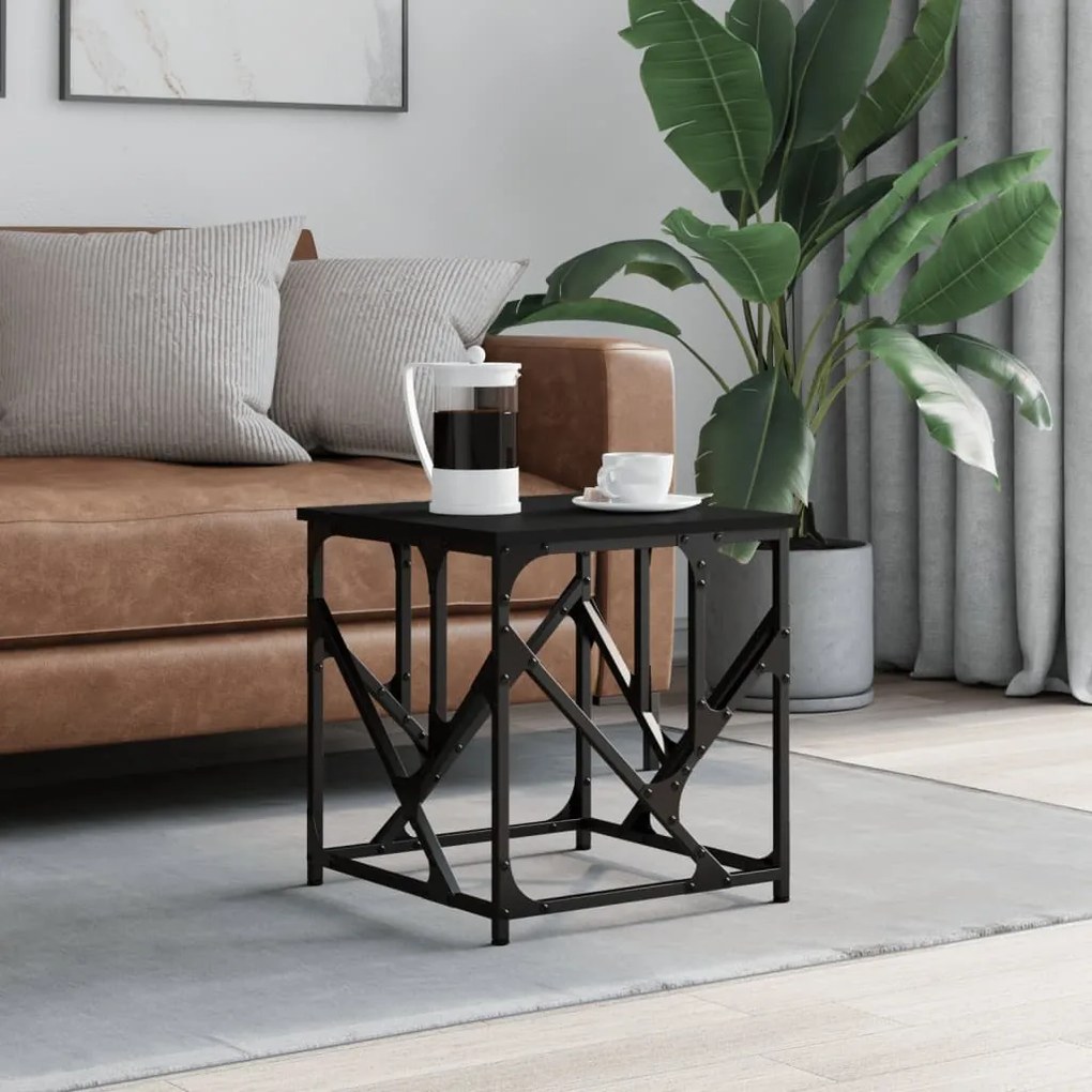vidaXL Mesa de centro 45x45x47,5 cm derivados de madeira preto