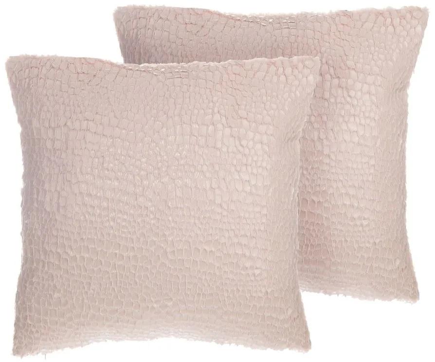 Conjunto de 2 almofadas decorativas de algodão rosa 45 x 45 cm PEONY Beliani