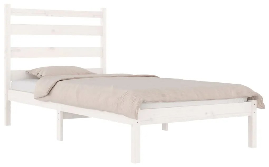 Estrutura de cama 100x200 cm pinho maciço branco