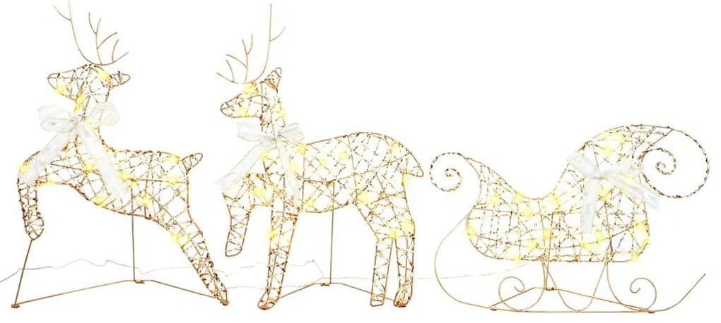 vidaXL Renard LED com 60 LEDs 3 pcs Branco quente PET