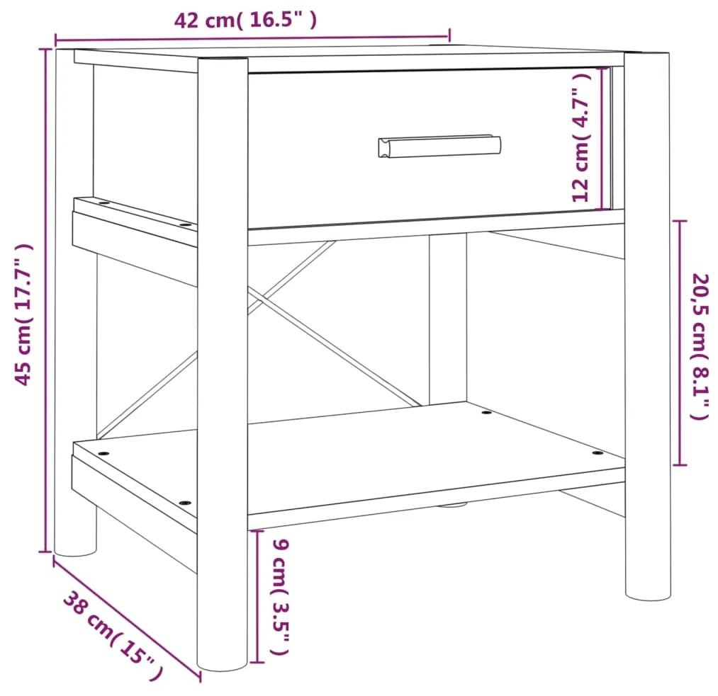 Mesas de cabeceira 2 pcs 42x38x45cm derivados de madeira preto