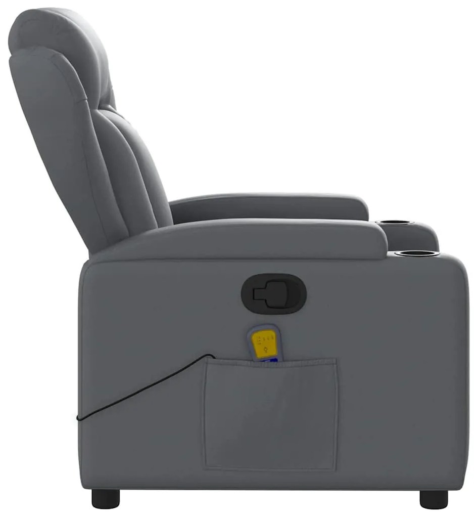 Poltrona de massagens reclinável couro artificial cinzento