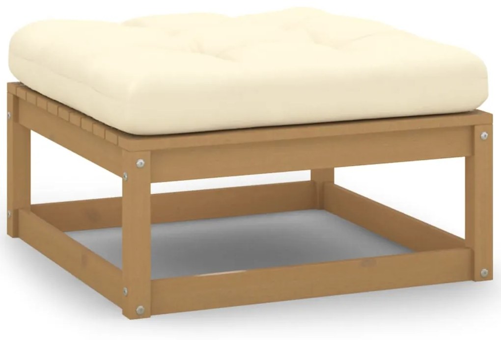 805728 vidaXL Apoio de pés p/ jardim c/ almofadão pinho maciço castanho-mel