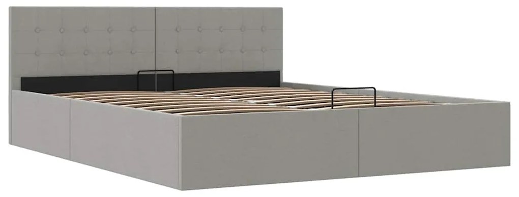 Estrutura de cama hidráulica 180x200 cm tecido cinzento-claro