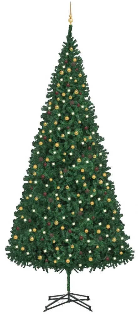 vidaXL Árvore Natal artificial pré-iluminada c/ bolas/LEDs 500cm verde