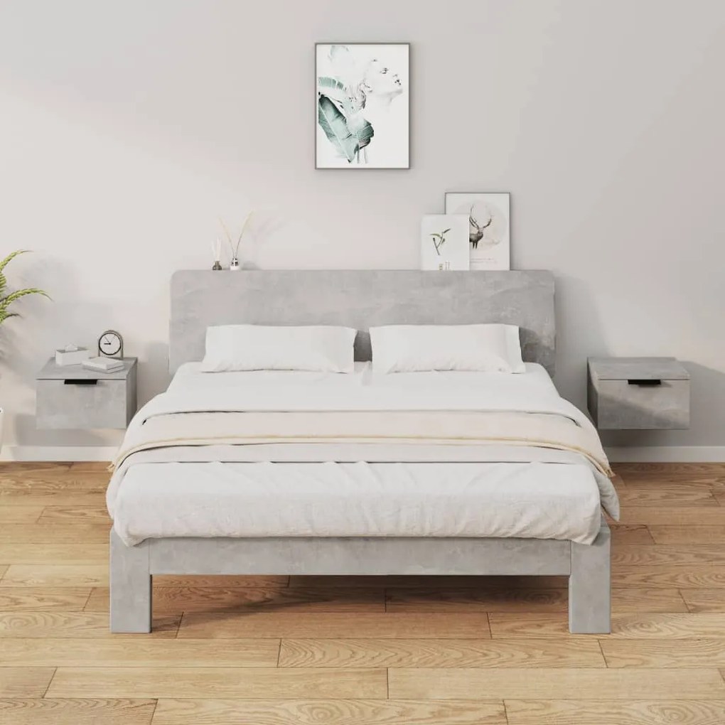 vidaXL Mesas de cabeceira parede 2 pcs 34x30x20 cm cinza cimento