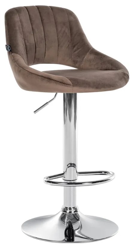 Banco alto Milet em veludo com estrutura cromada 85-106 x 47 x 48 cm Castanho